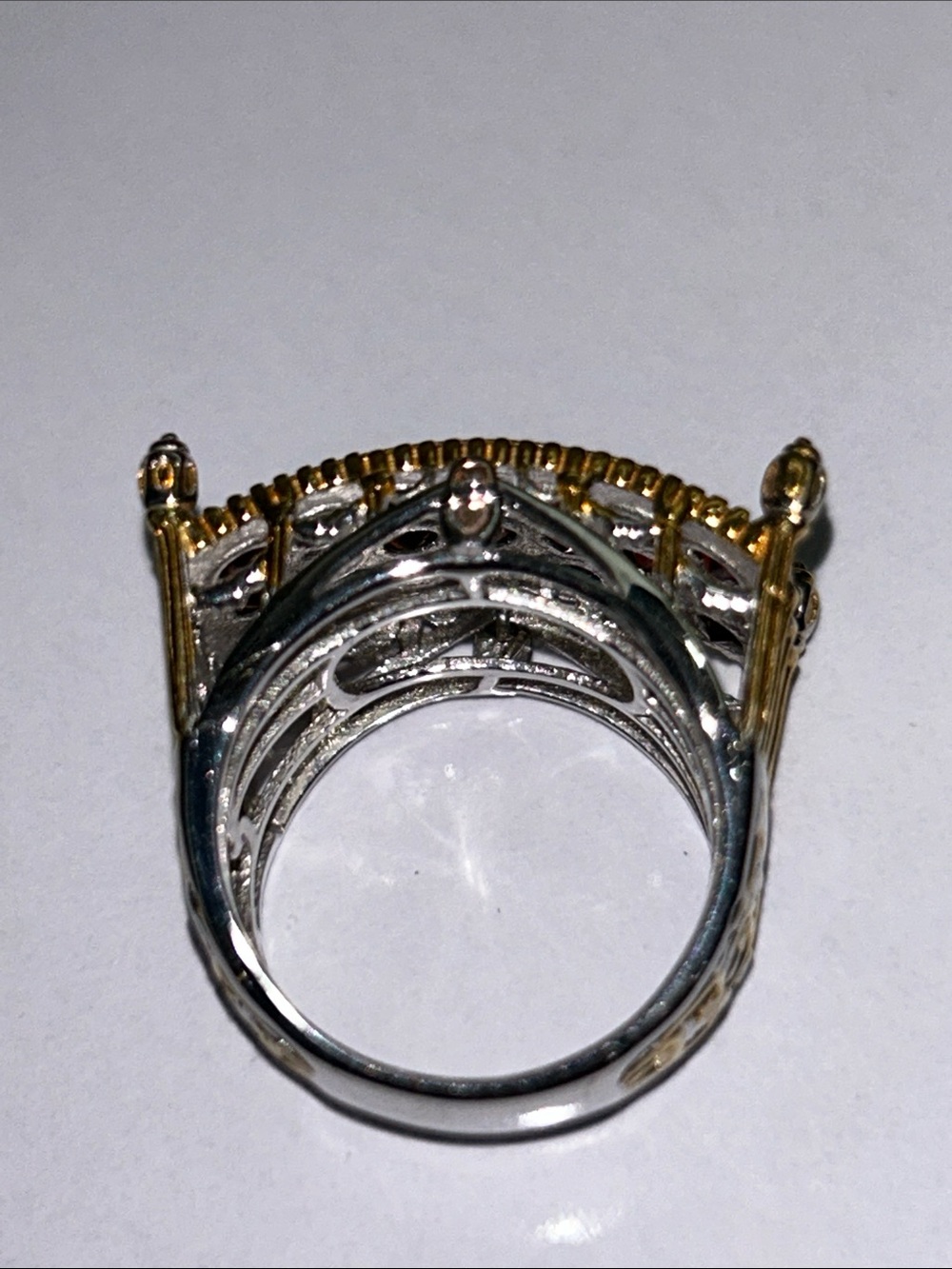 NWT Gems En Vogue Designer Palladium 14k Accent Genuine Garnet Bridge Ring - Picture 10 of 13